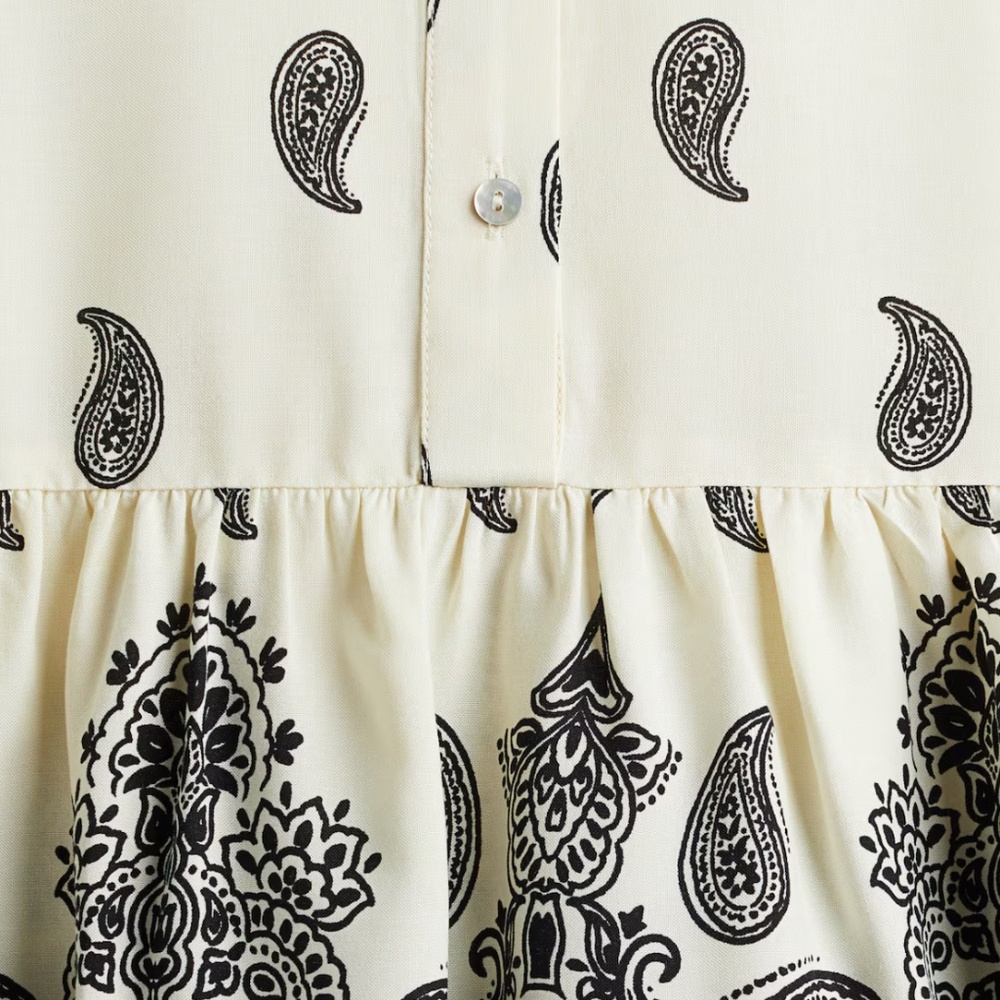 H&M cream/black paisley viscose dress, L, PG1452 - Picture 2 of 5